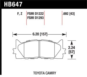 Toyota Camry SE/XLE Brake Pads - Front - Hawk Performance - HPS Street - `07-`11 Toyota Camry SE/XLE Brake Pads - Front - Hawk Performance - HPS Street - `07-`11